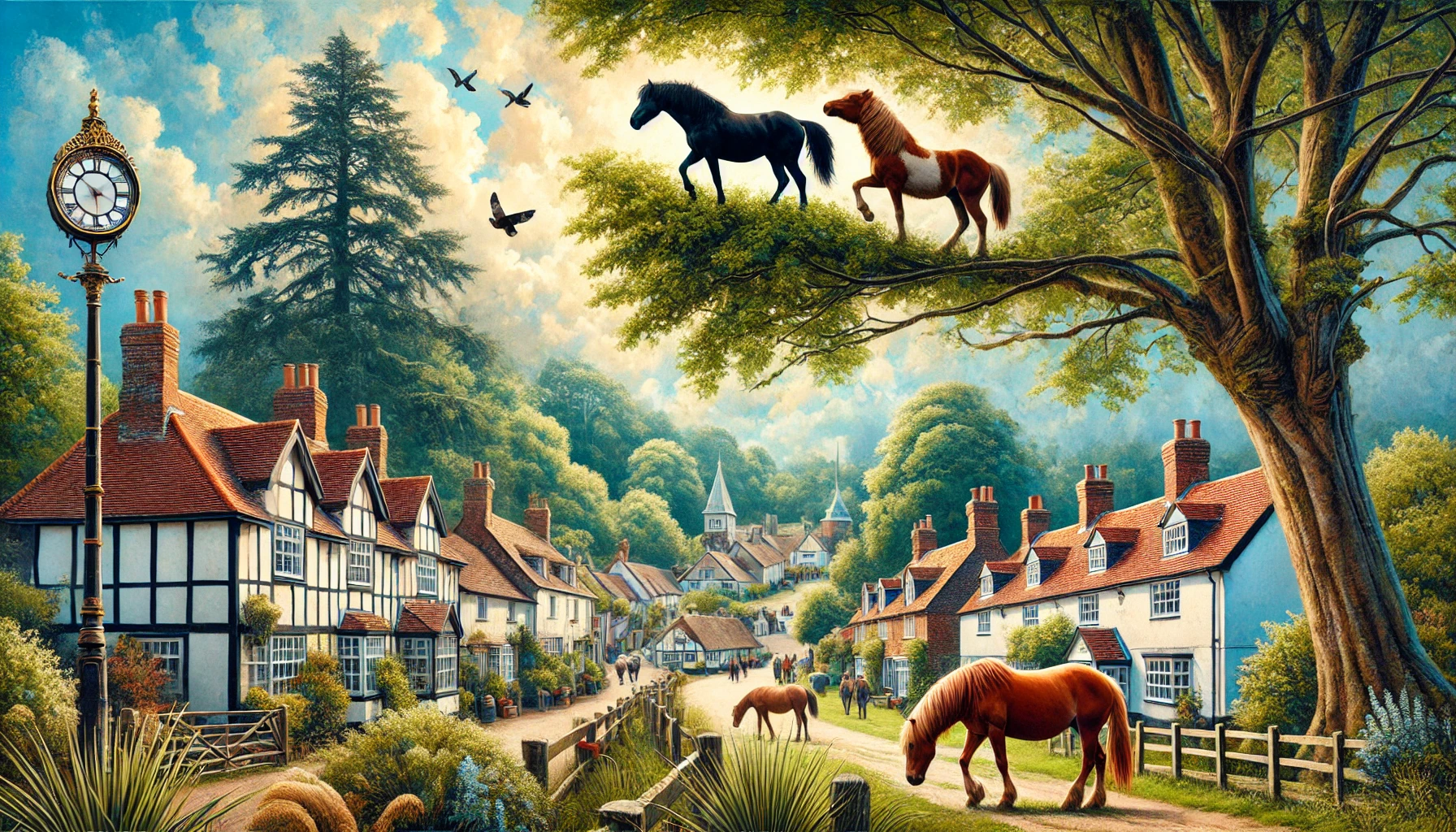 A wide format artistic depiction of Brockenhurst