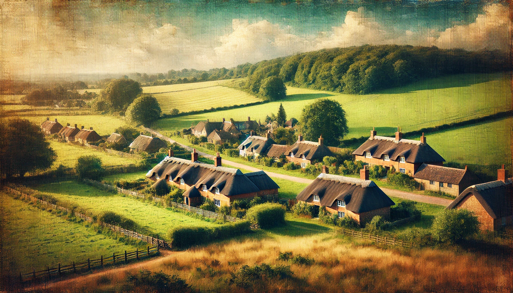 A wide format artistic depiction of Damerham a se